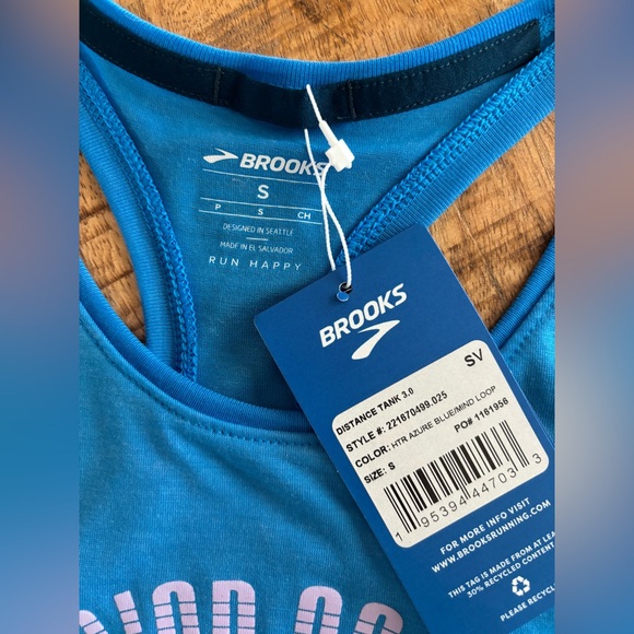 NEW Blue Brooks Running Tank Sz S Got My Mind on my Miles Run Happy - Picture 3 of 7